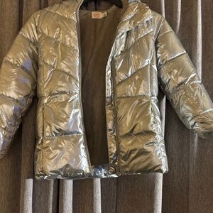 wonder nation Metallic Silver Puffer Jacket